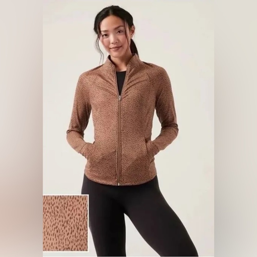 Size SP Cheetah Athelta Salutation yoga track jacket